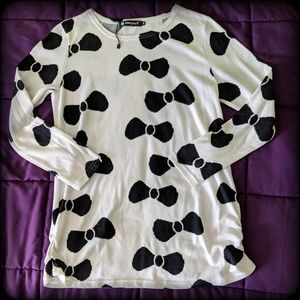 Allegra K White & Black Bow knit sweater/top